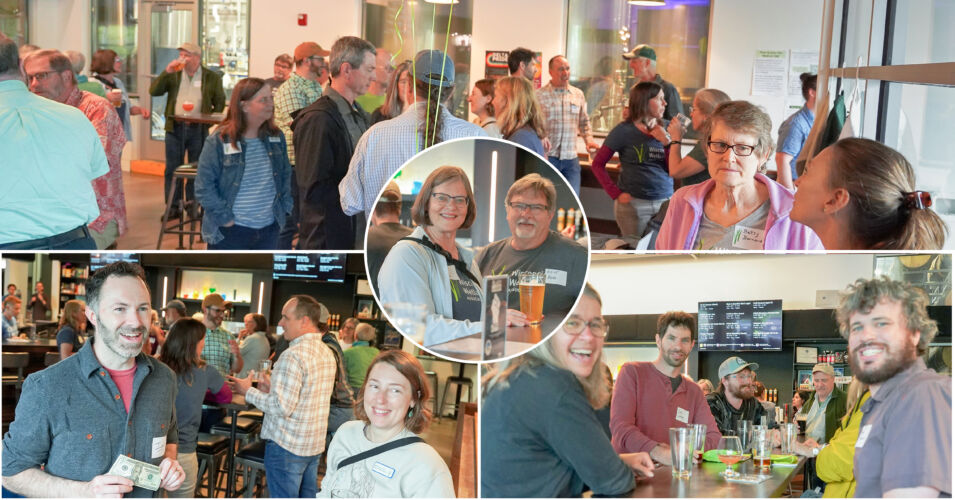 Various photos of WWA supporters, members, and staff enjoying our fundraising event in May 2024.